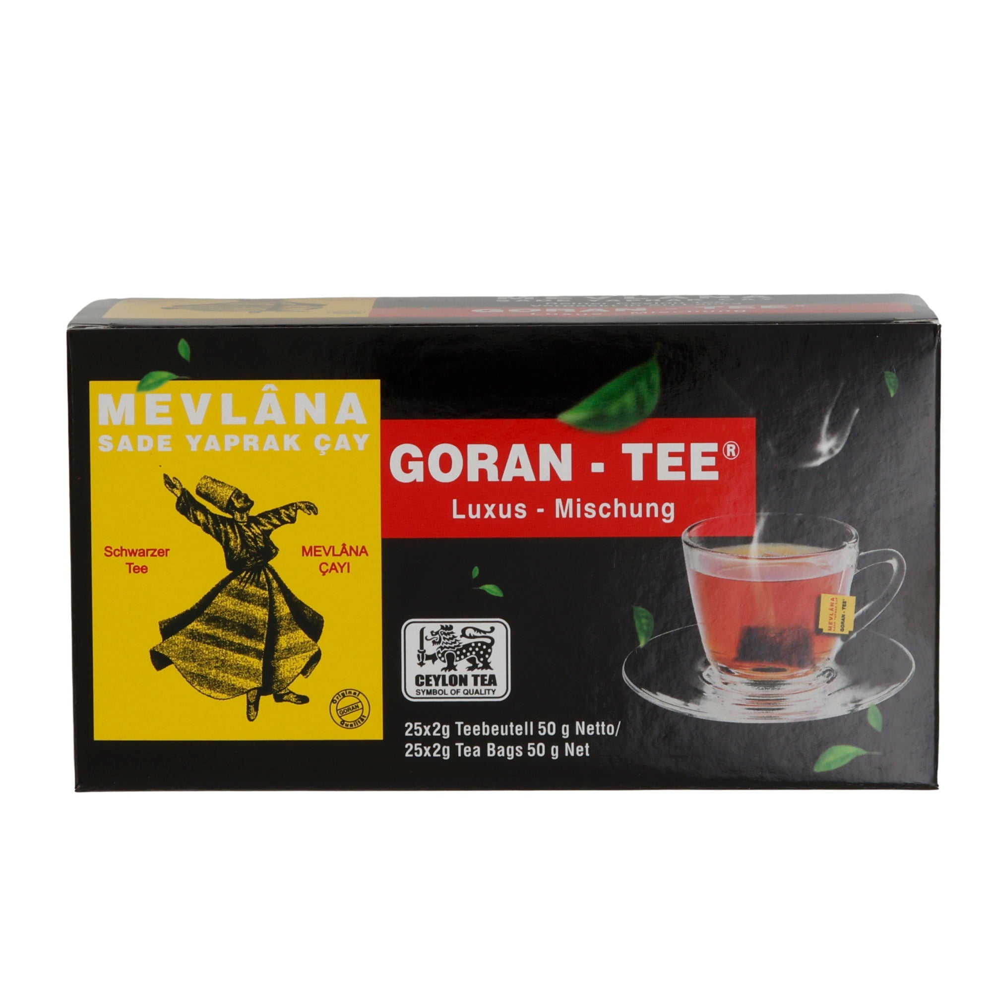 Schwarztee Goran-Tee Mevlana | Luxus-Mischung | Aromatischer Schwarztee mit Bergamotte | 50 g (25 x 2 g) MEVLANA